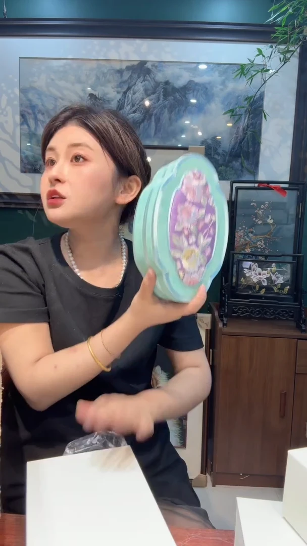 刺绣非遗苏绣手工刺绣双面绣真丝首饰盒