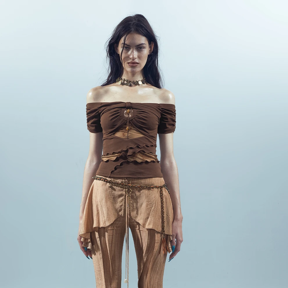 NN-NORTH NODE “藏匿的野性”拼接网眼短袖T恤