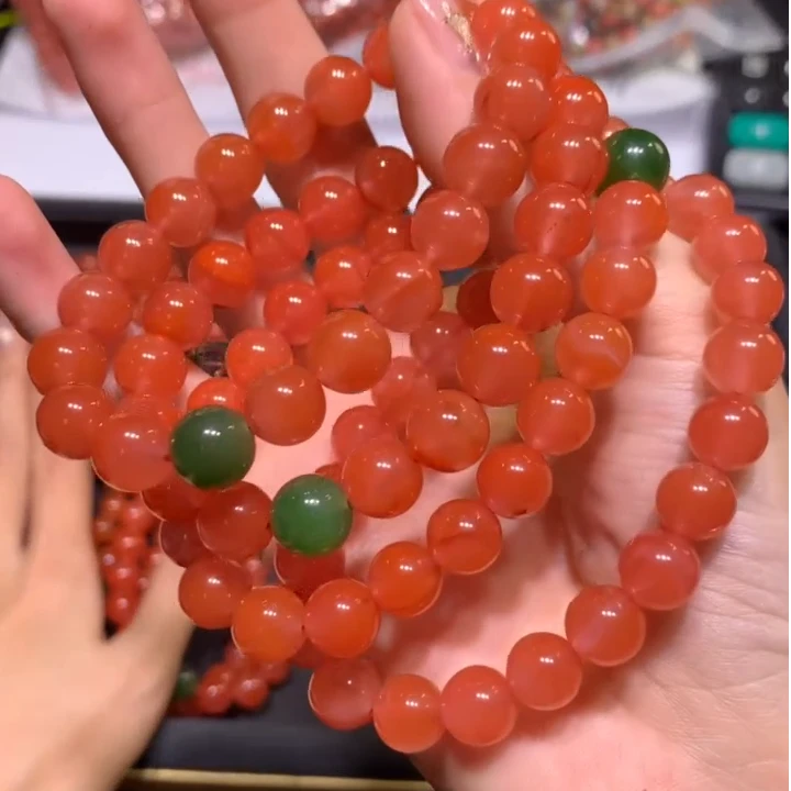 【逍遥】南红玛瑙圆珠手串*831/01/多样性发/1件
