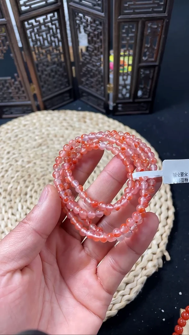 未镶嵌多圈南红玛瑙冰飘花多圈5+mm