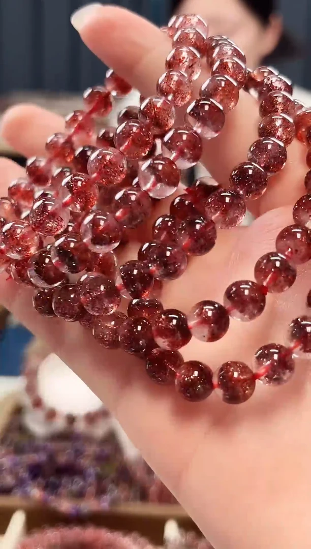 未镶嵌手串水晶金草莓超七单圈手串7mm【多样性发一】