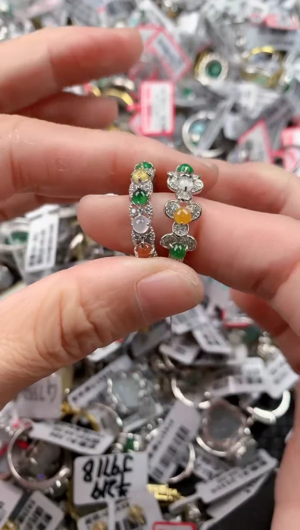银S925镶嵌戒指翡翠444------3