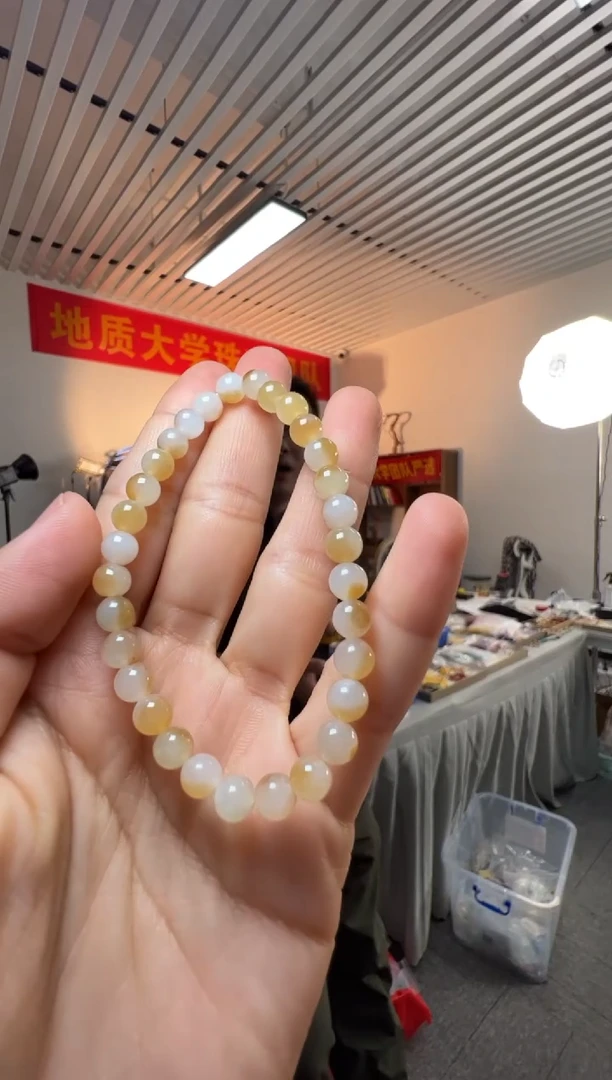 手串未镶嵌和田玉约6mm和田玉糖白单圈手串