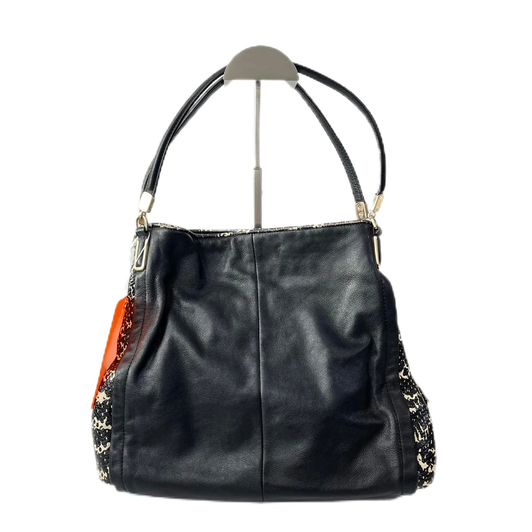 95新 COACH/蔻驰 黑色全皮拼蛇纹单肩腋下包 AF-10135-B