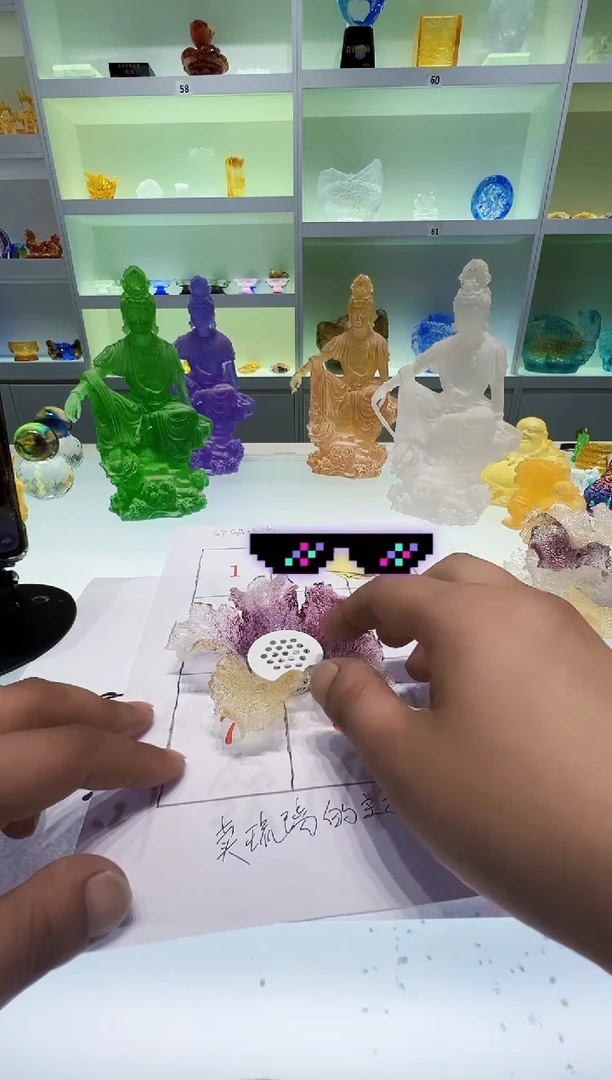 泥塑古法琉璃多肉花盆摆件