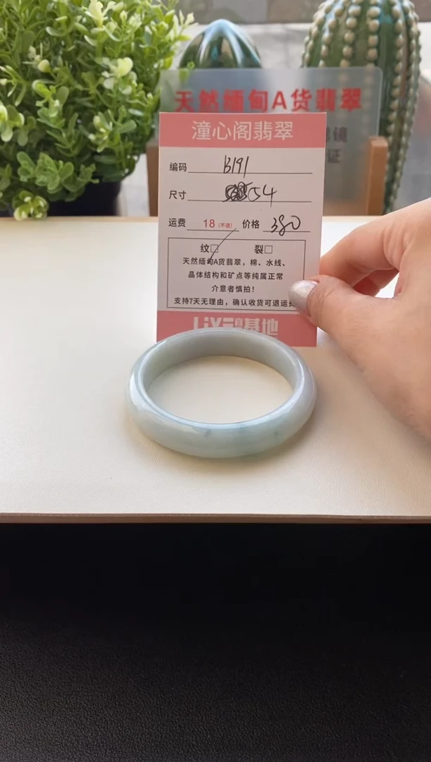 未镶嵌手镯翡翠圈口54编码B191