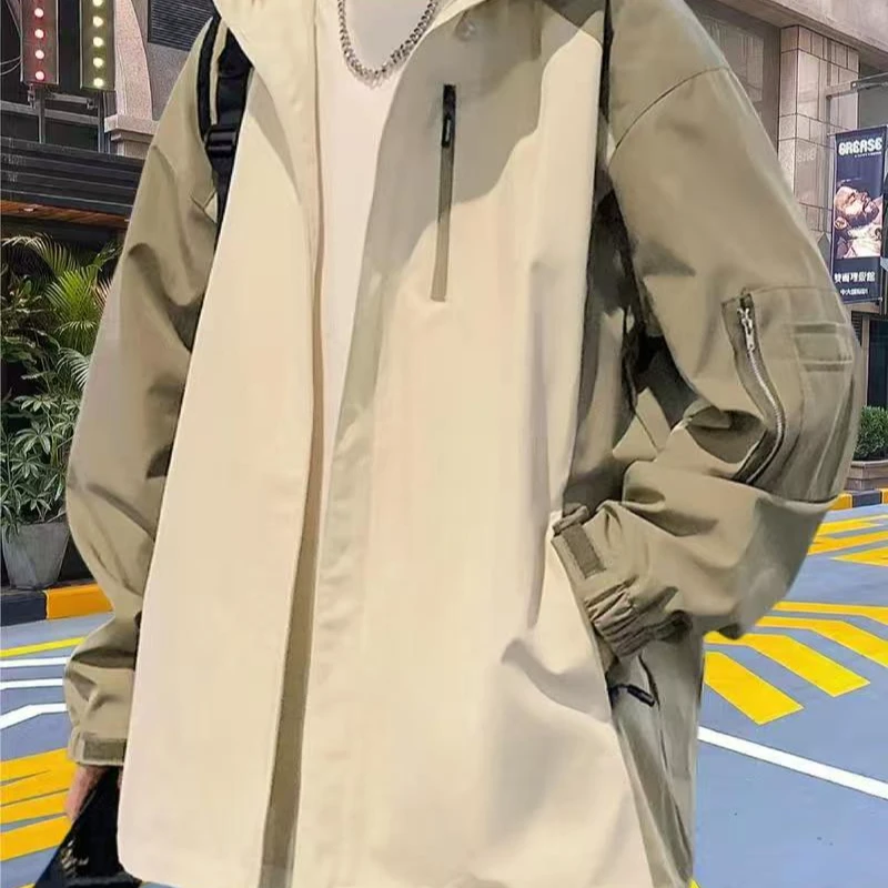 防水冬季男秋冬大码男士冲锋夹克宽松休闲潮流连帽