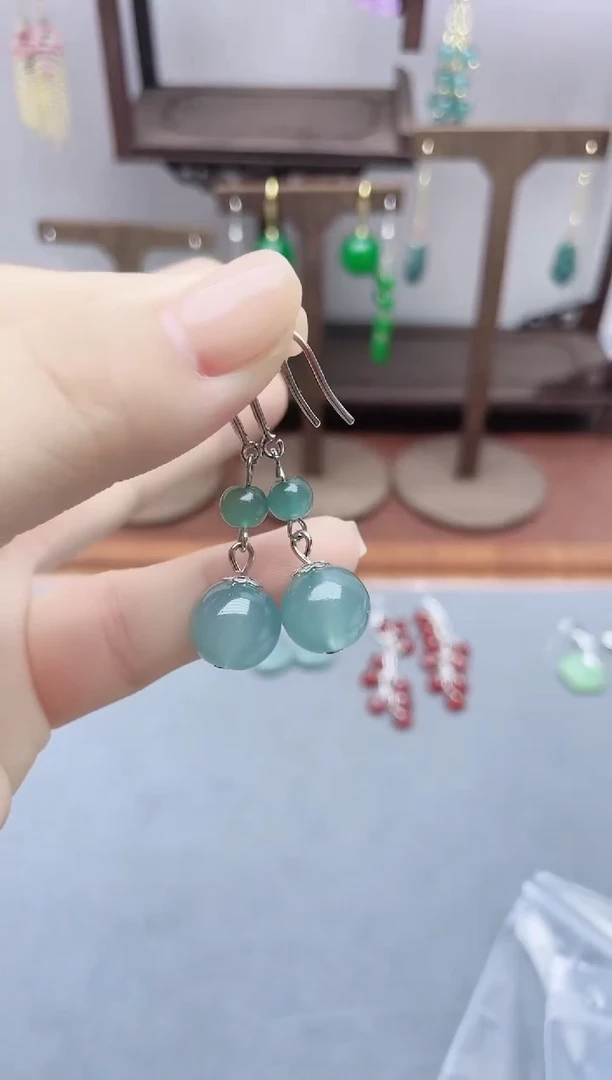 银S925镶嵌翡翠耳饰613000