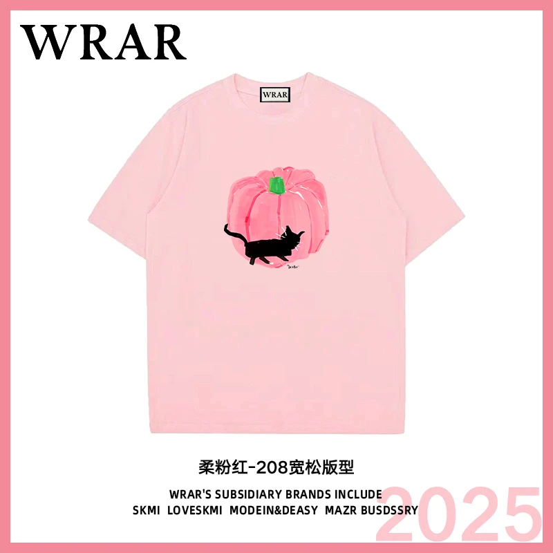 【粉色南瓜猫咪】新品潮流圆领夏季透气宽松T恤情侣半袖动漫短袖