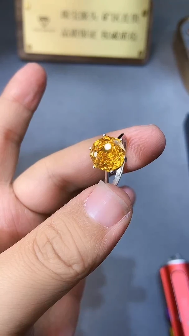 【闪购商品】黄晶戒指银S925镶嵌3544