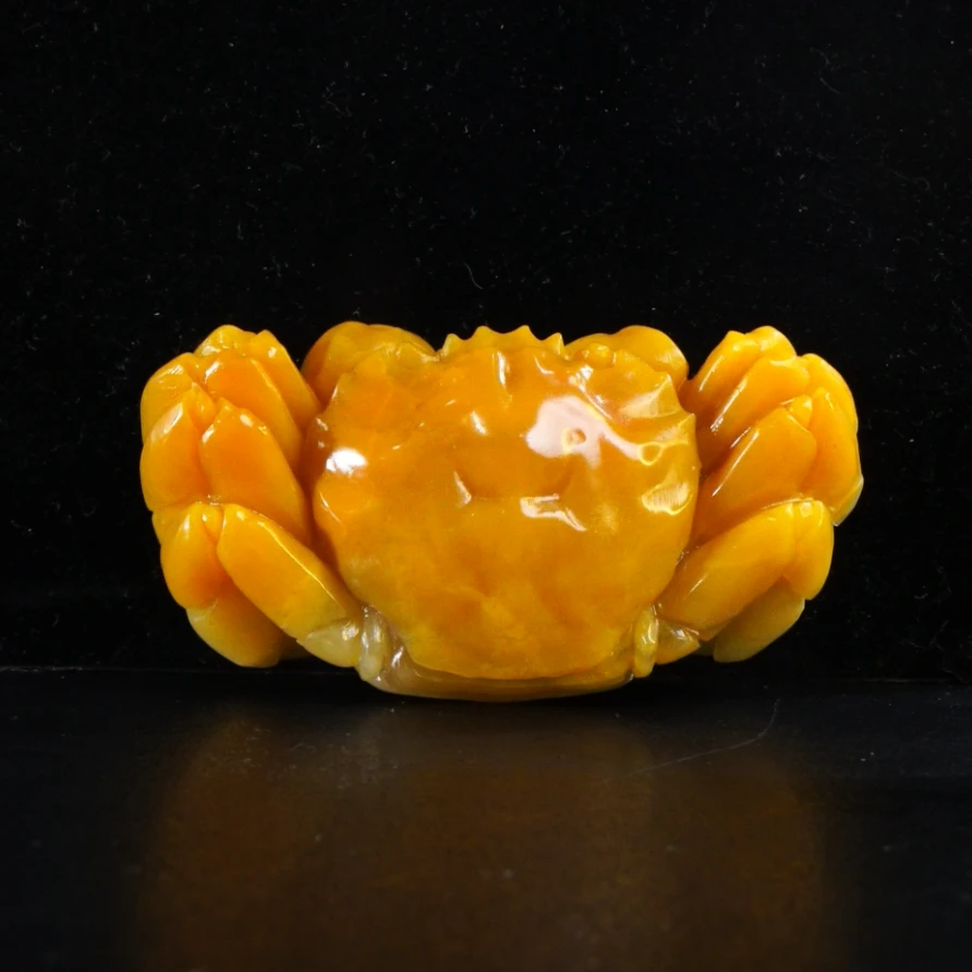 3寿山石鸡母窝黄金蟹手把件106.6克7.5x3.9x2.8cm