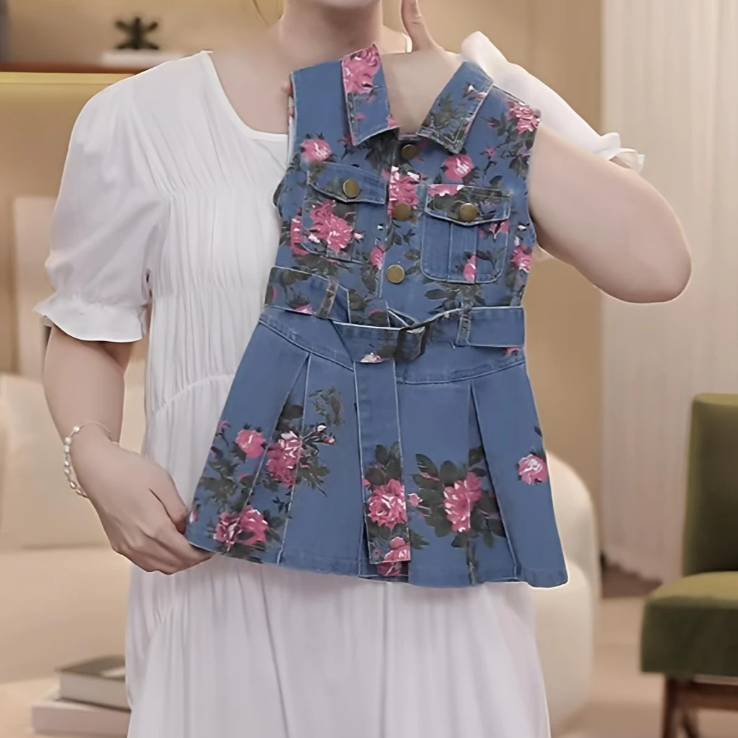 女宝宝夏季无袖连身裙儿童碎花高级感洋气裙子女孩百搭好看衣服潮