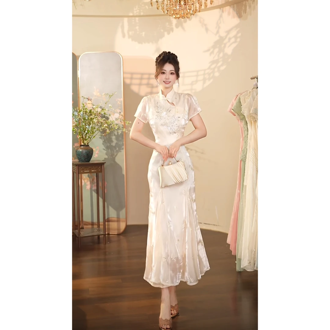 瑞瑞定制-1520（白茶琉璃）连衣裙Q7742