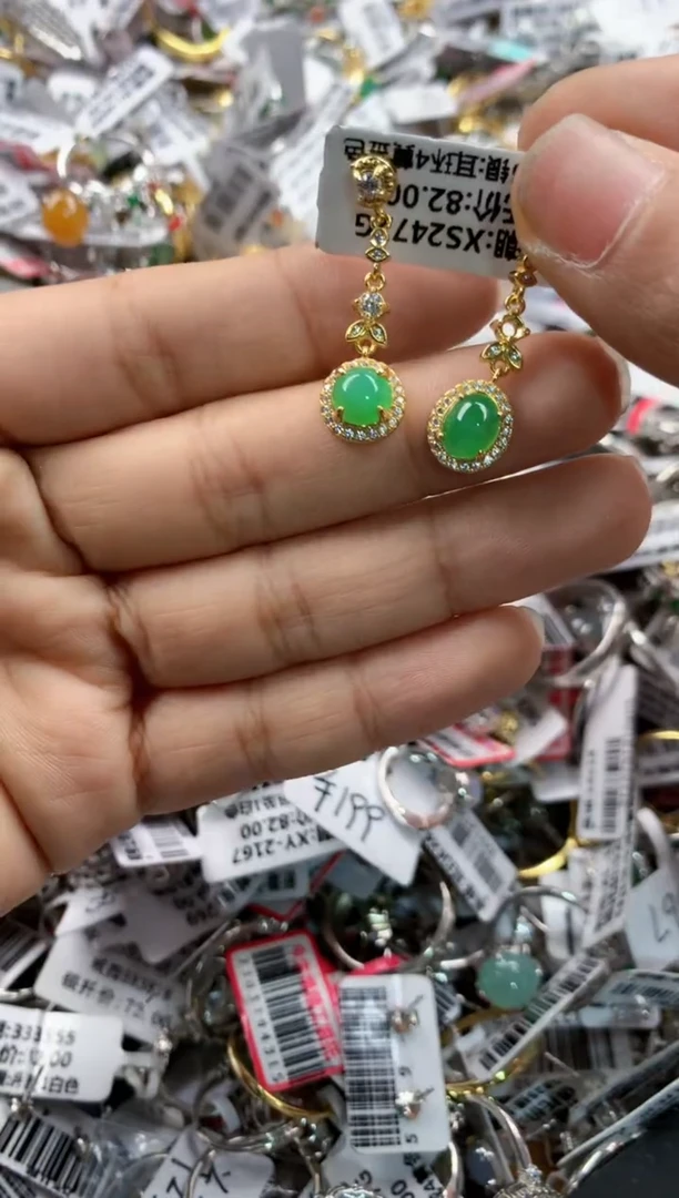 银S925镶嵌戒指翡翠13    6