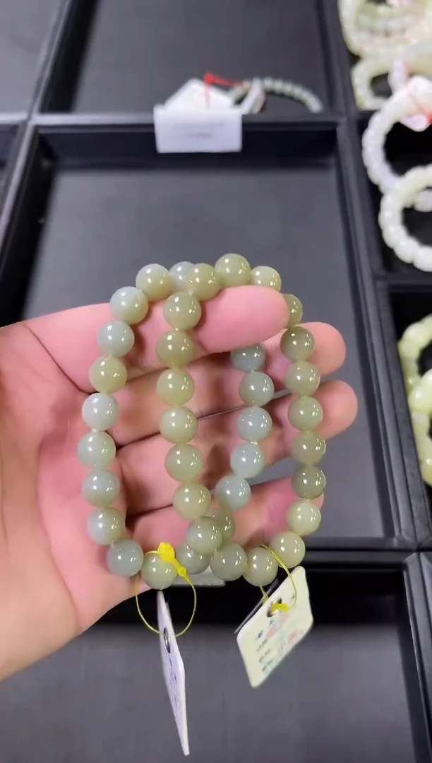 未镶嵌手串和田玉卡10吐拉牧场 圆珠 多样性发一
