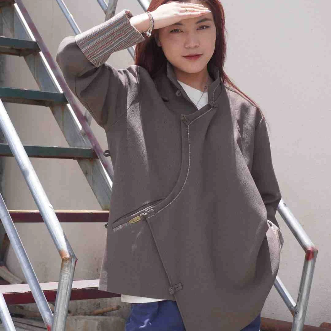 迷蓝服饰纯色男女同款藏式外套