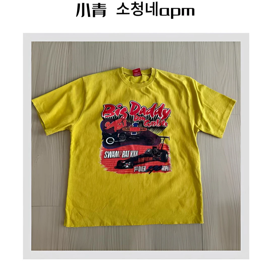 韩国东大门 公鸡/小汽车红字母T恤