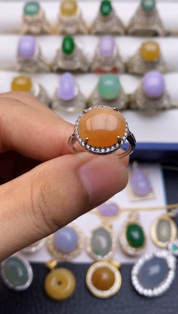 翡翠戒指银S925镶嵌/0025