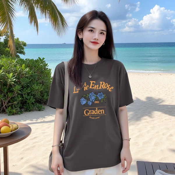 【无尽夏】纯棉宽松显瘦短袖T恤印花圆领时尚休闲百搭上衣