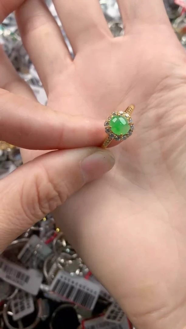 银S925镶嵌戒指翡翠555----3