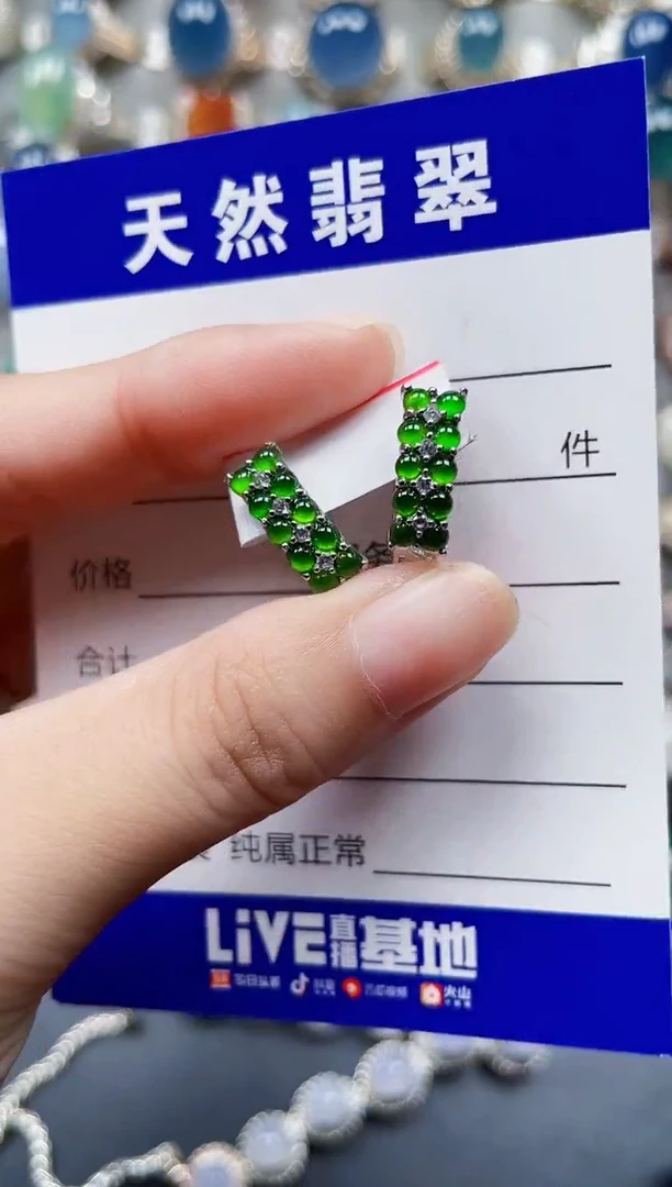银S925镶嵌翡翠耳饰111