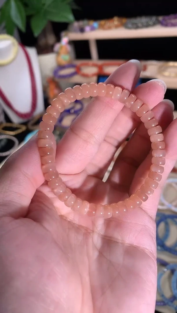 天然辰砂天然橙月光药片手串6.5m