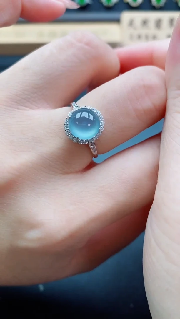 银S925镶嵌戒指翡翠1