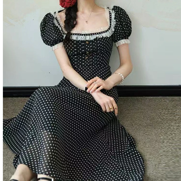 安姐推荐901-999法式收腰波点连衣裙