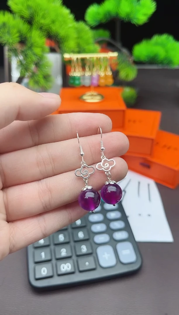 【闪购商品】玛瑙/玉髓耳钉银S925镶嵌514000