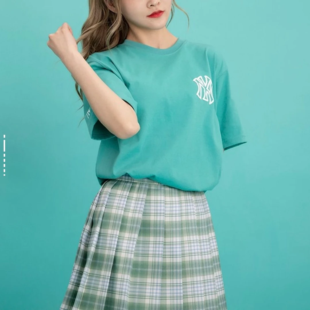 MLB 纽约洋基队涂鸦卫星印花休闲短袖落肩袖T恤男女同款31TSP3131