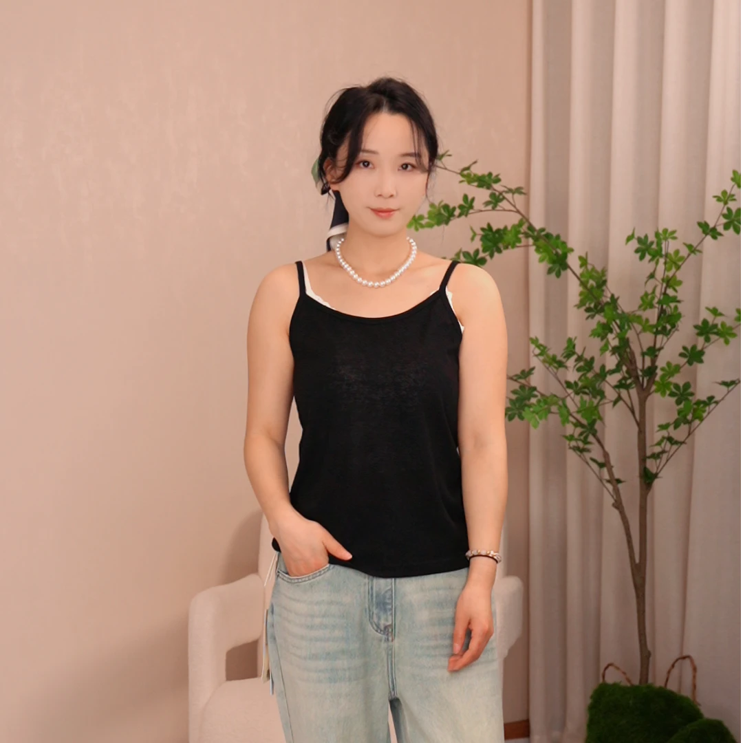 MILIAN/觅恋007显瘦吊带气质通勤时尚百搭打底女士修身纯色简约