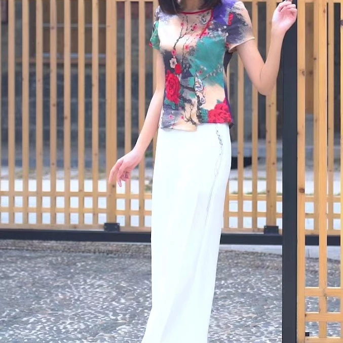 新中式国风遮肉气质阔腿裤