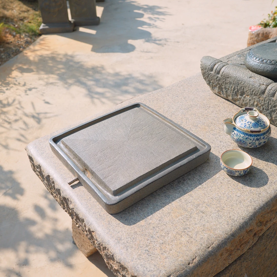 院景翁方形茶盘青石茶盘流水茶盘 户外庭院景观摆件
