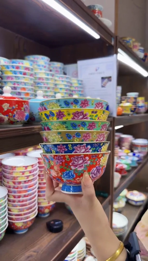 珐琅5英寸饭碗6个景德镇餐具