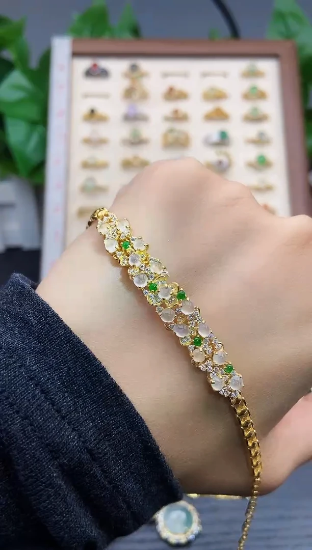 银S925镶嵌手链翡翠12
