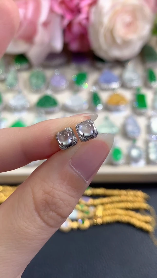 18K金镶嵌翡翠耳饰d6