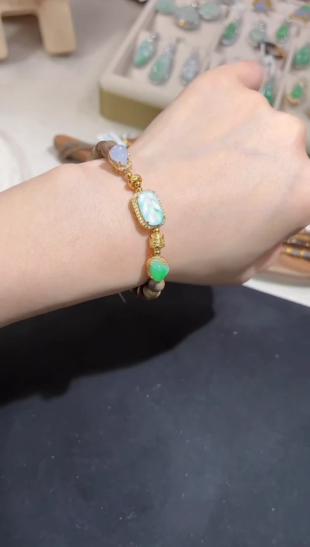 吊坠(不含链)银S925镶嵌翡翠手串