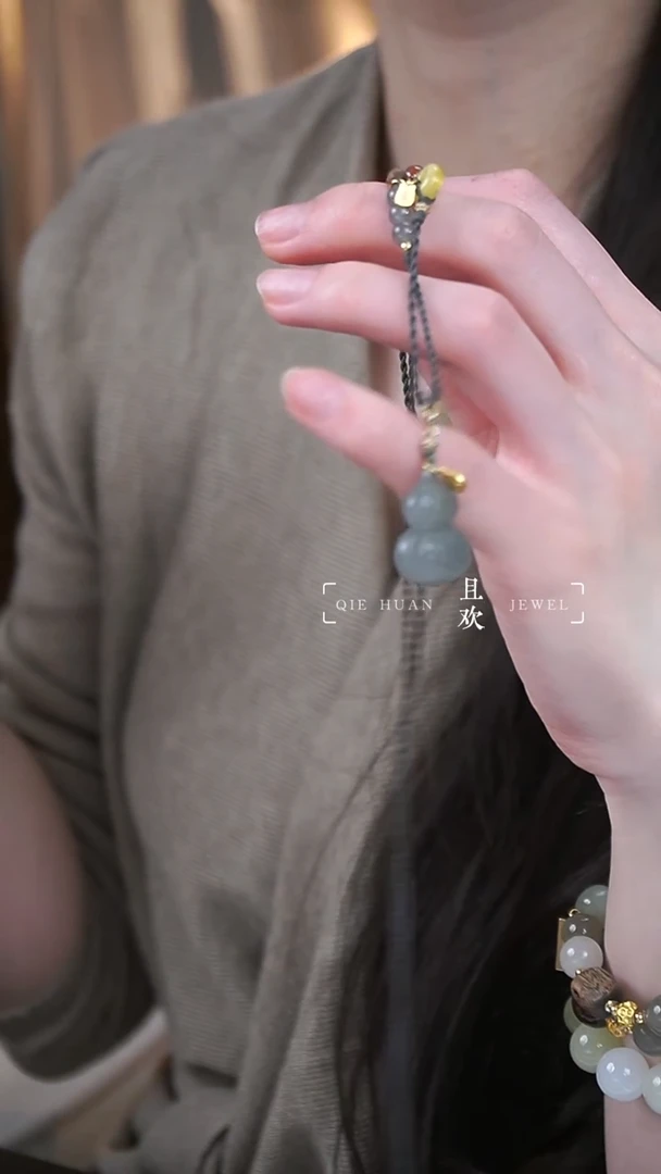 吊坠(赠链)银S925镀金镶嵌和田玉定风波烟紫葫芦