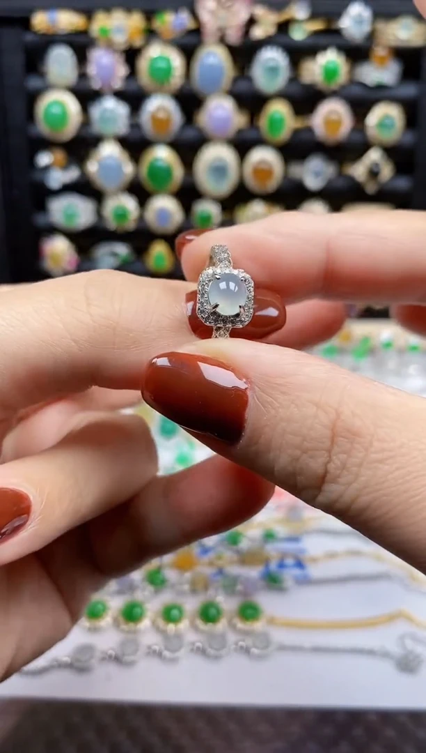 银S925镶嵌戒指翡翠8600