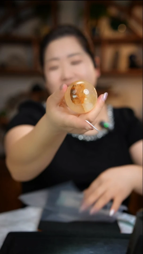 未镶嵌珠宝半成品水晶黄胶花球D626