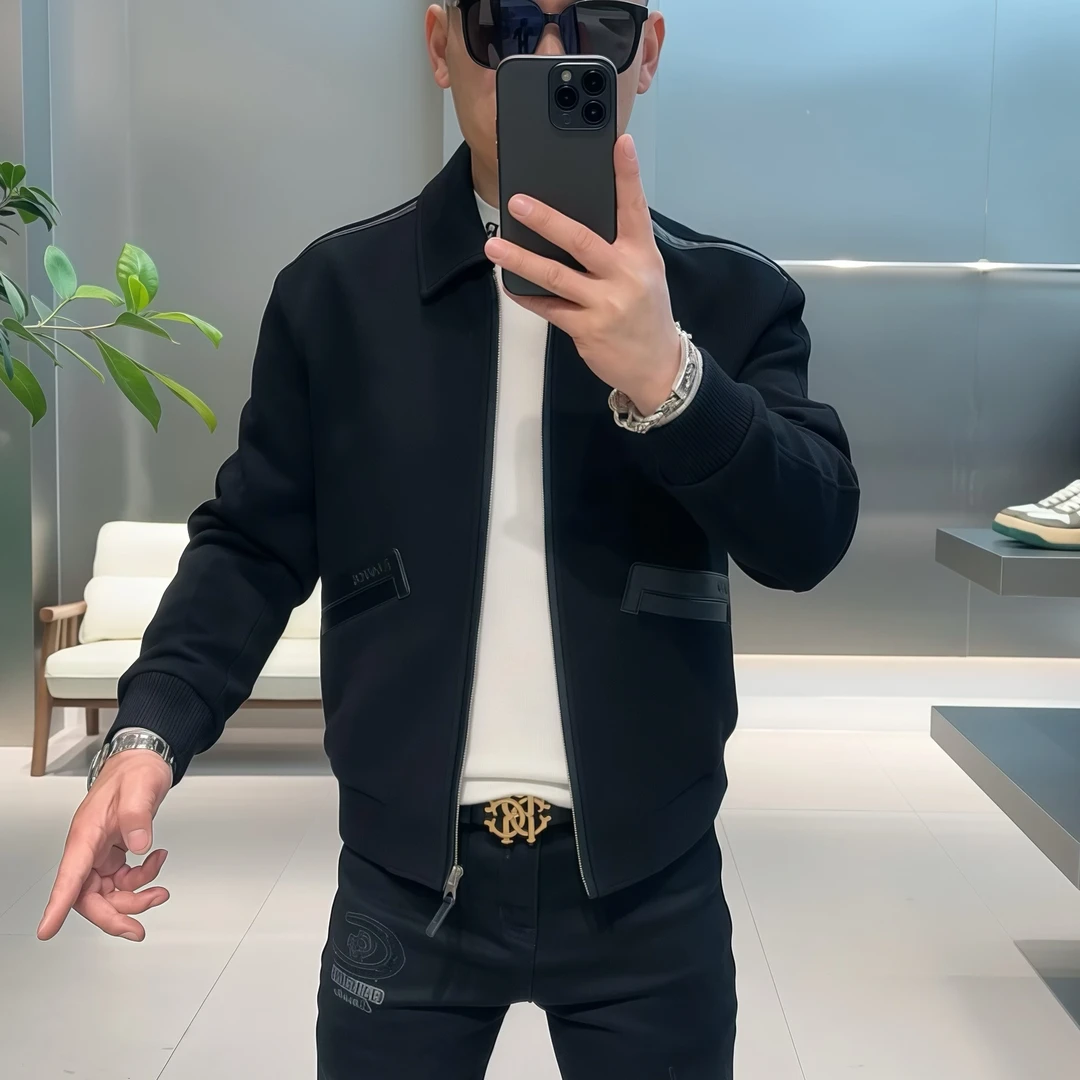 【VG轻奢】高端绵羊皮拼接时尚百搭夹克8876