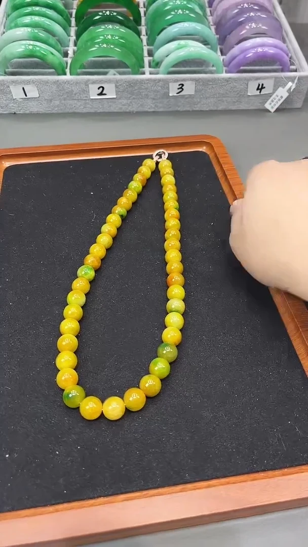 【闪购商品】砖雕s91 黄带绿项链 卡12mm