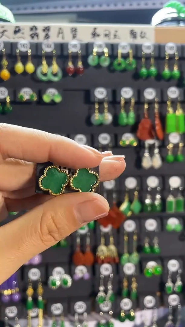 【闪购商品】翡翠耳饰银S925镶嵌155...