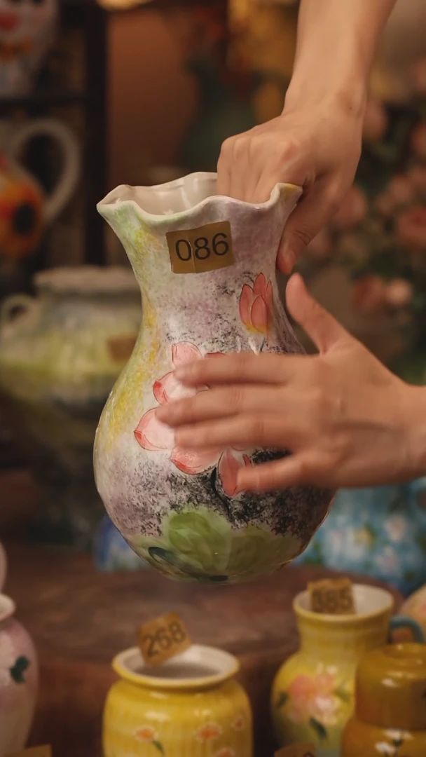 陶瓷086景德镇设计师手作花器摆件侘寂风