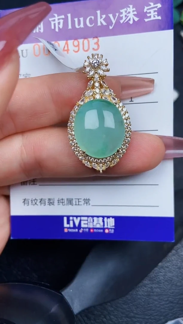 翡翠银S925镶嵌颈饰4903