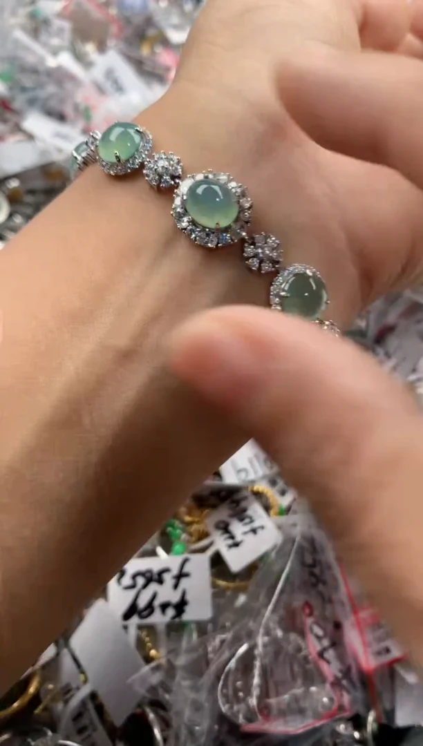 银S925镶嵌戒指翡翠222               5