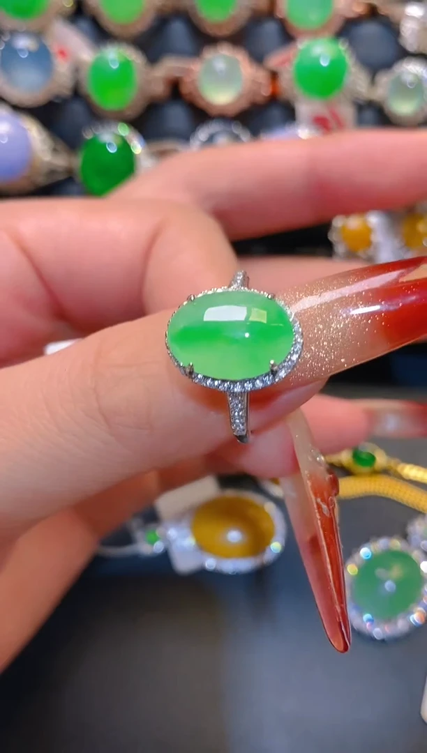 银S925镶嵌翡翠耳饰天然