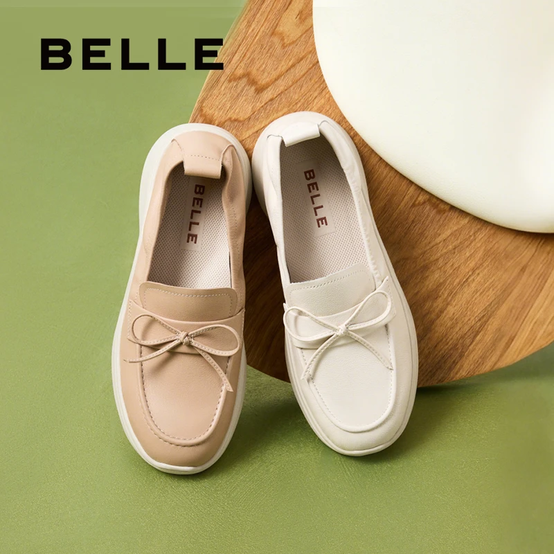 百丽护士鞋厚底乐福鞋女商场同款真皮软底舒适增高单鞋D4B1DAA5