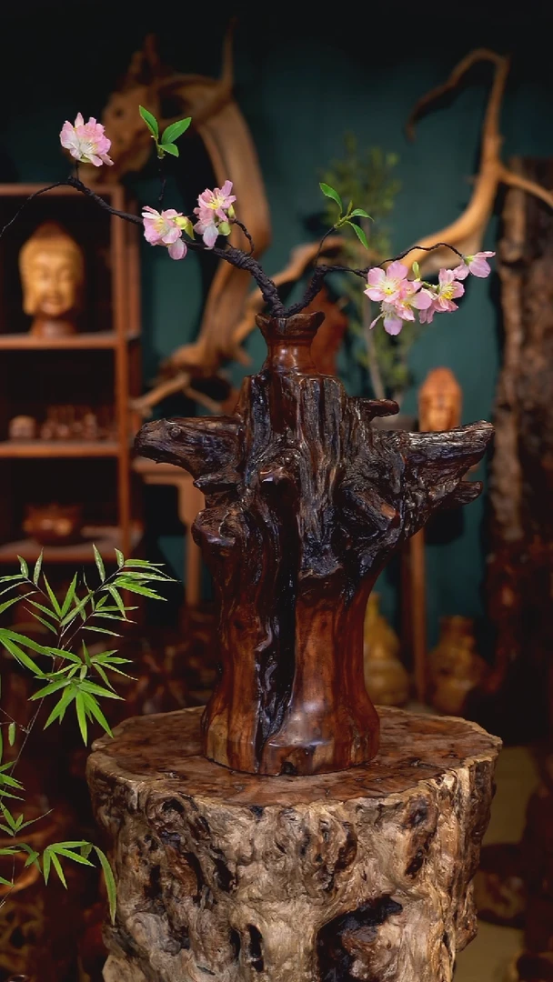 木雷击枣木随形小口瓶