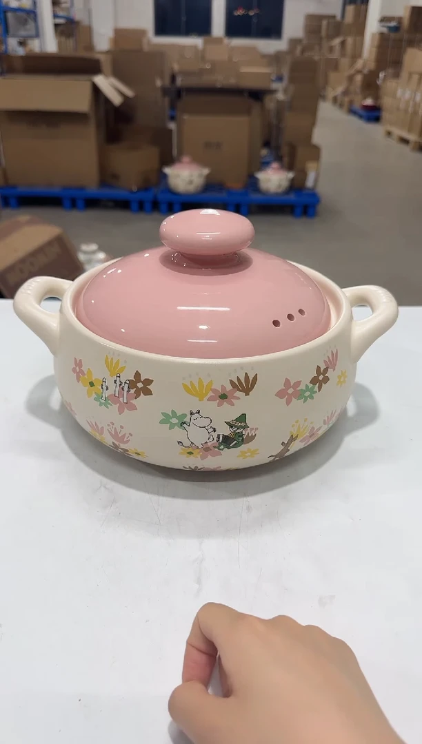 瓷片姆明花语3L砂锅